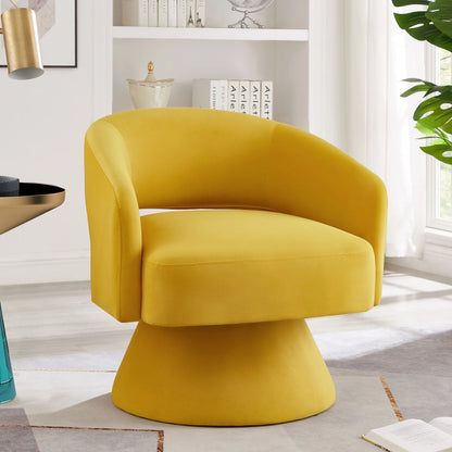 Modern Swivel Chair Upholstered Velvet Round Accent Armchair