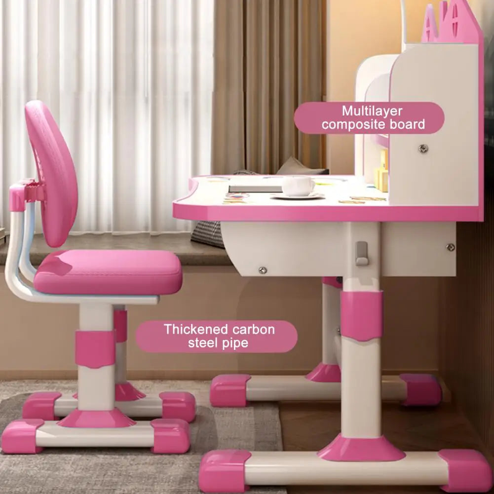 Multi Bookstand Widened Desktop Desk Chair Set Cartoon Pattern Kids Adjustable Height Study Drawer Table with Chair Set
