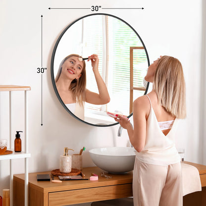 JHK Large Gold Round Vanity Framed Mirror
