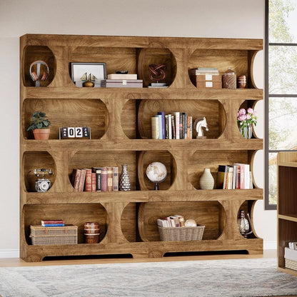 Modern Asymmetrical Bookshelf,Freestanding Display Shelf with Classic Shape,Large Library BookShelf for Living Room, Home Office