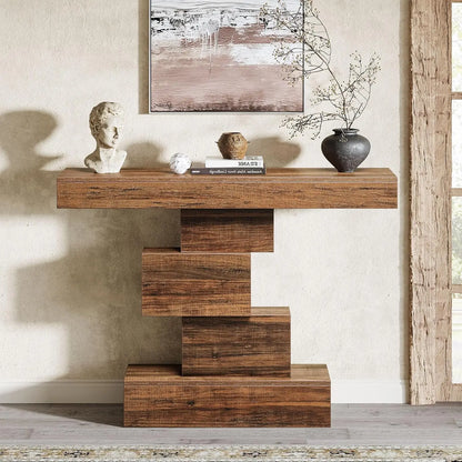 Farmhouse Console Table, Narrow Wood Sofa Table Behind Couch, Industrial Entryway Accent Table for Living Room