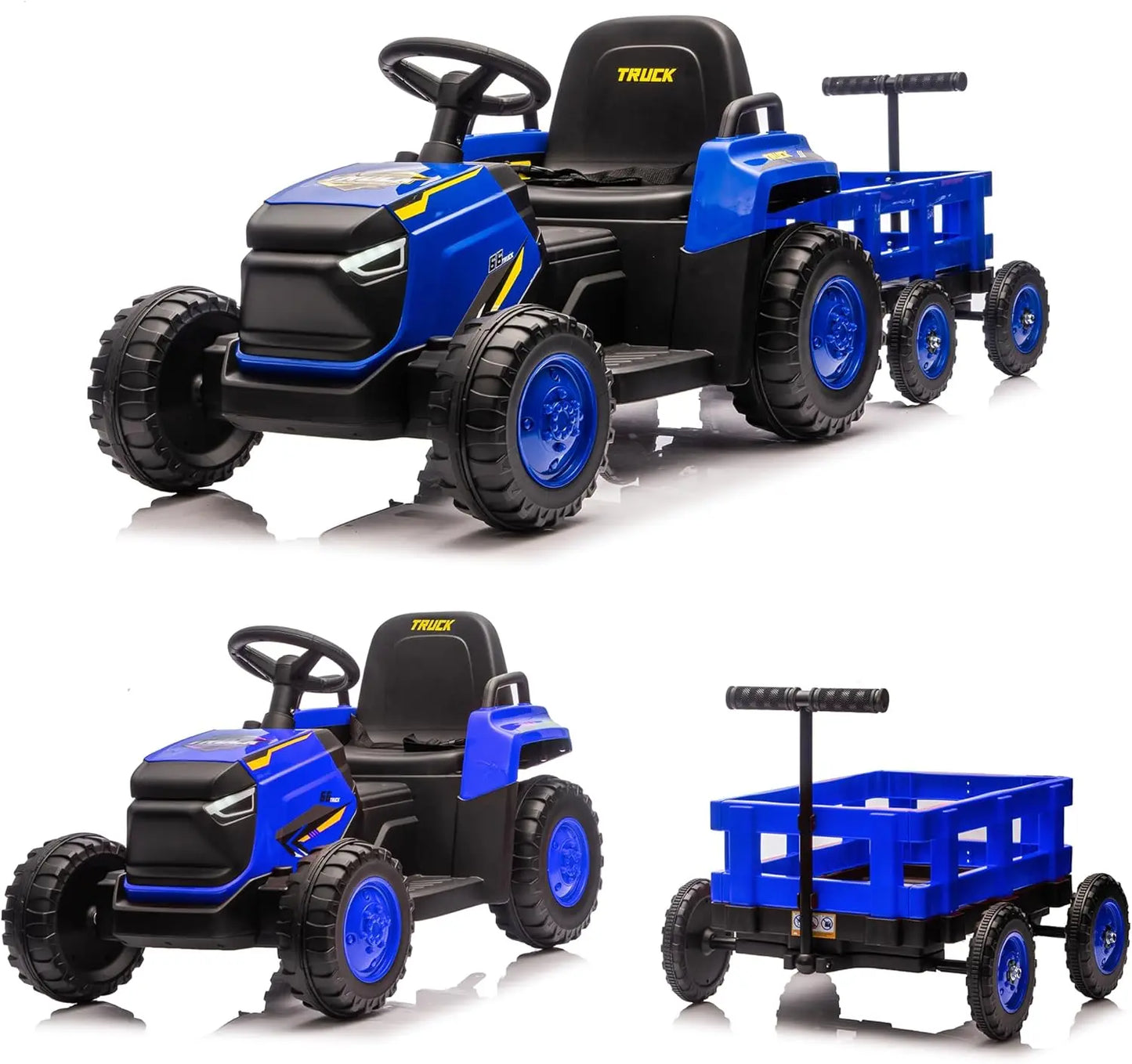 Toddlers Ride on Tractor with Detachable Garden Cart, 12V Electric Kids’ Vehicle Toys with Trailer, Up to 2.5 Mph Remote Control