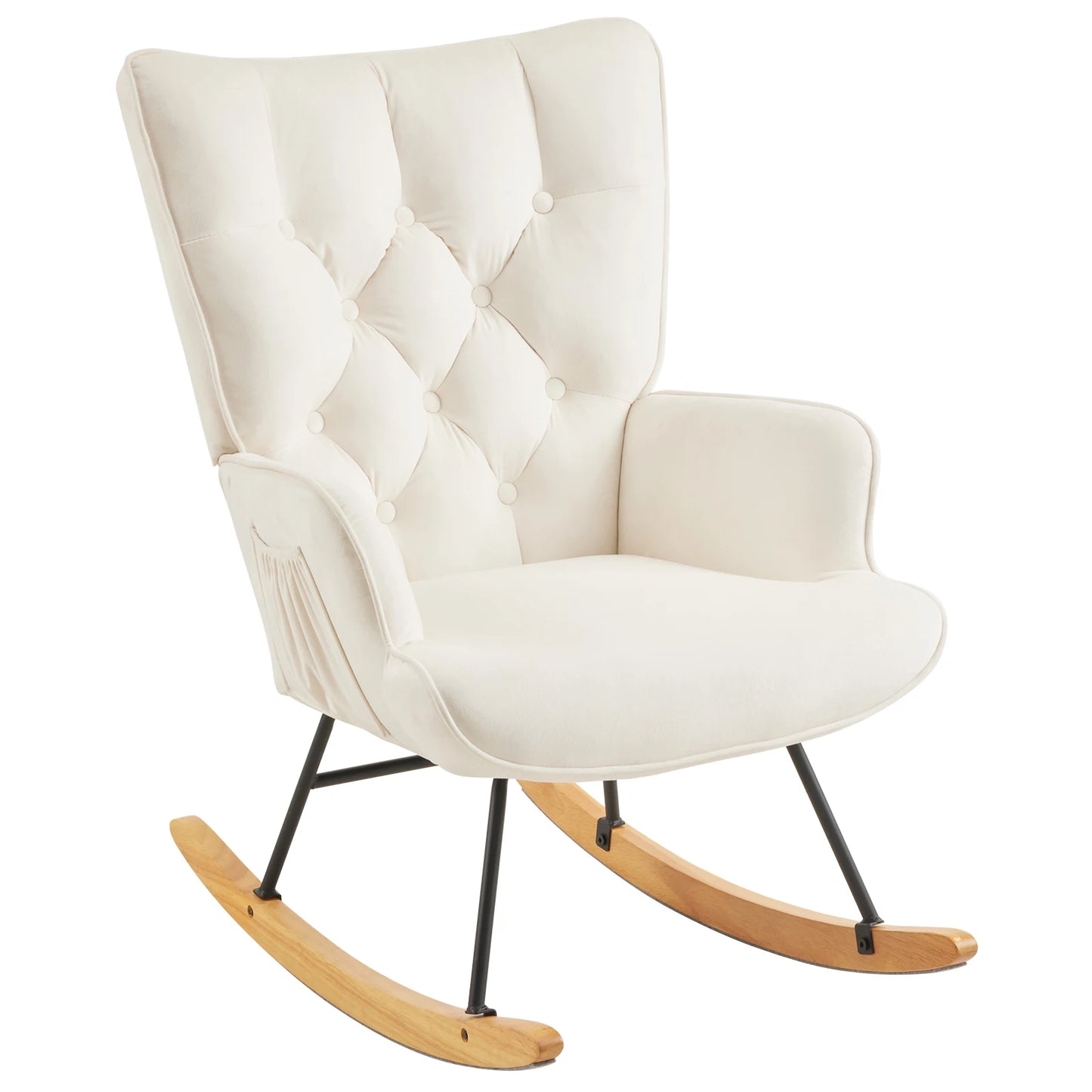 Rocking Chair Nursery,Stylish Modern Rocking Accent Chair Glider Recliner for Living Room Nursery Bedroom, Ivory