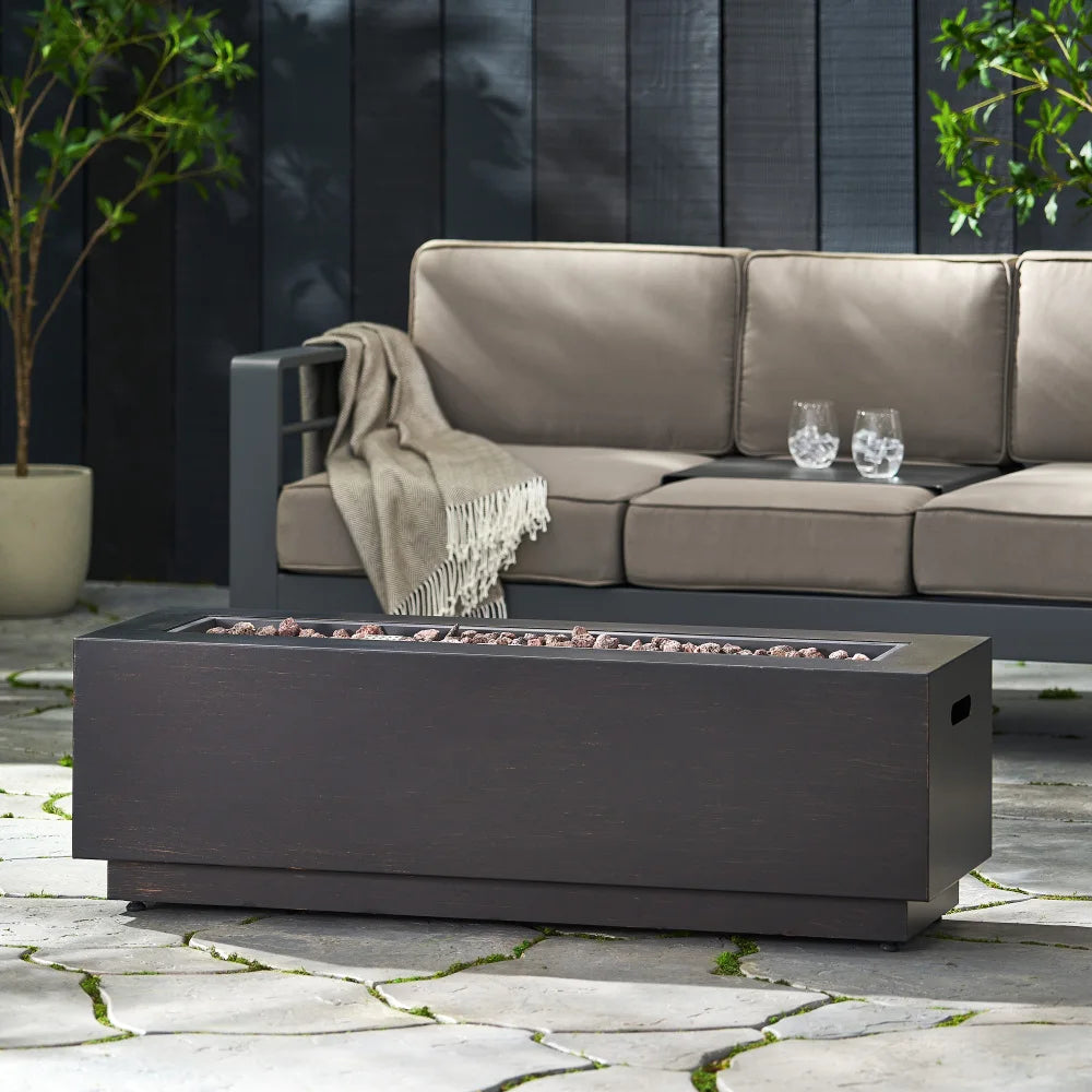 40" Outdoor 50,000 BTU Rectangular Iron Propane Fire Pit