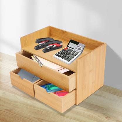 Bamboo Desk Organizer -Tabletop Mini Bamboo Desk Drawer
