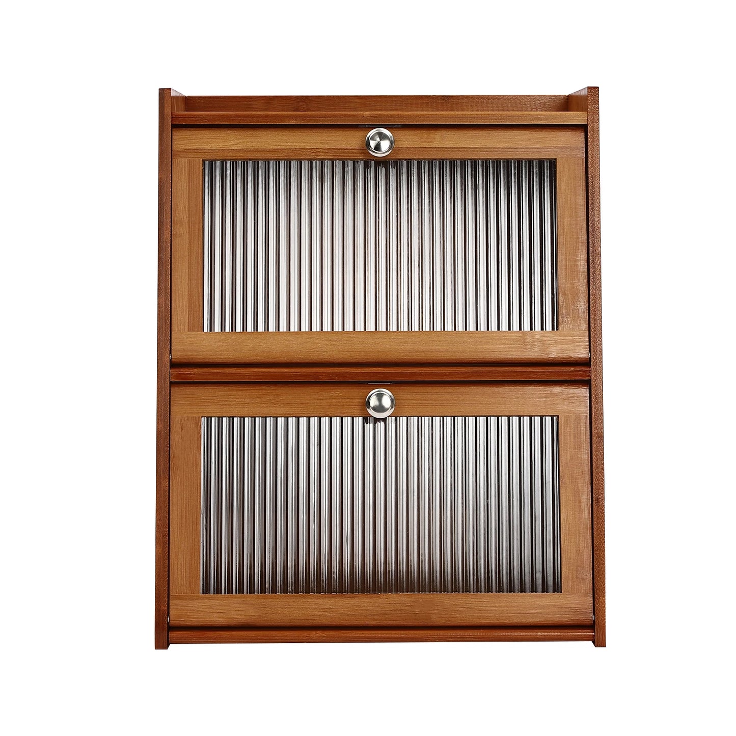 3 Tiers Cabinet with 2 Door, Dark Brown Mini Kitchen Cabinet, Storage Cabinet with Enough Storage Space