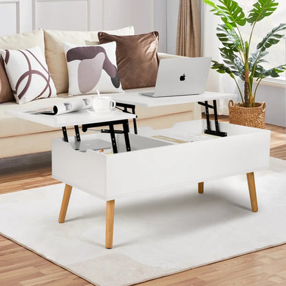 Lift Top Coffee Table with Separate and Hidden Storage Compartment, Double Lift Table Top for Home Living Room