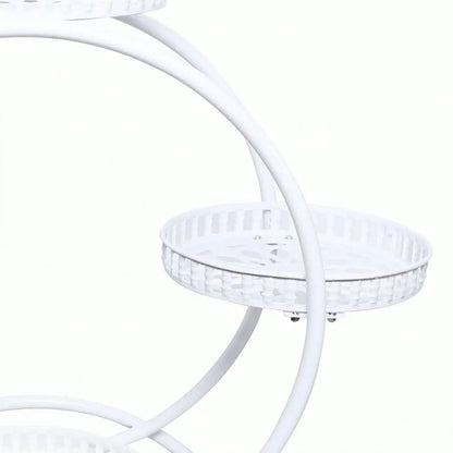 Pot Plant Shelf Round Metal Stand W/Wheel Rack for Flowers