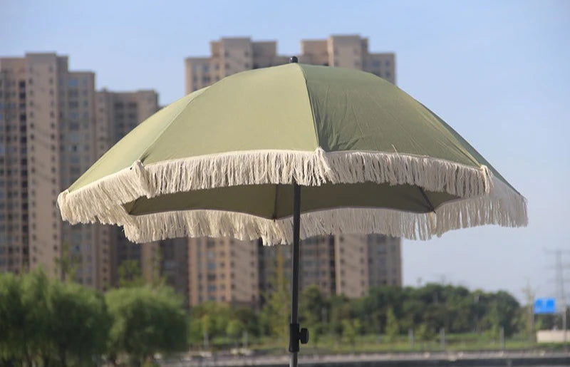 Outdoor Sun Umbrella Beach Large Garden Backyard Sun Umbrellas Camping Foldable Pool Patio Umbrellas Retro Tassel Sunshade