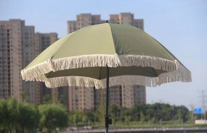 Outdoor Sun Umbrella Beach Large Garden Backyard Sun Umbrellas Camping Foldable Pool Patio Umbrellas Retro Tassel Sunshade