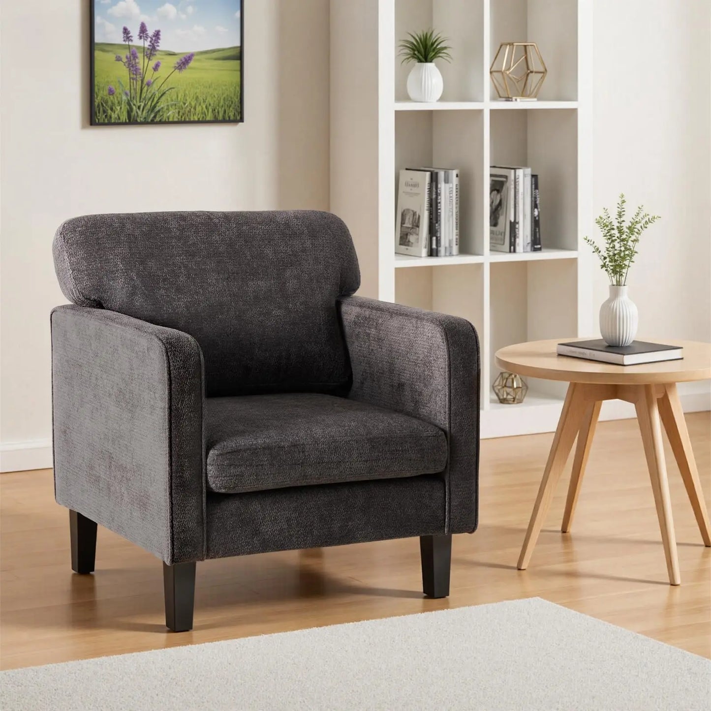 Modern Accent Chairs for Living Room Ergonomic with Armrest and Backrest Lumbar Support Reading Lounge Chair