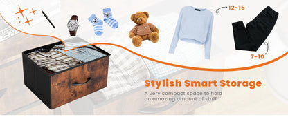 JHK Bedside Table For Bedroom With 10 Fabric Drawers Wardrobe Steel Frame Closet