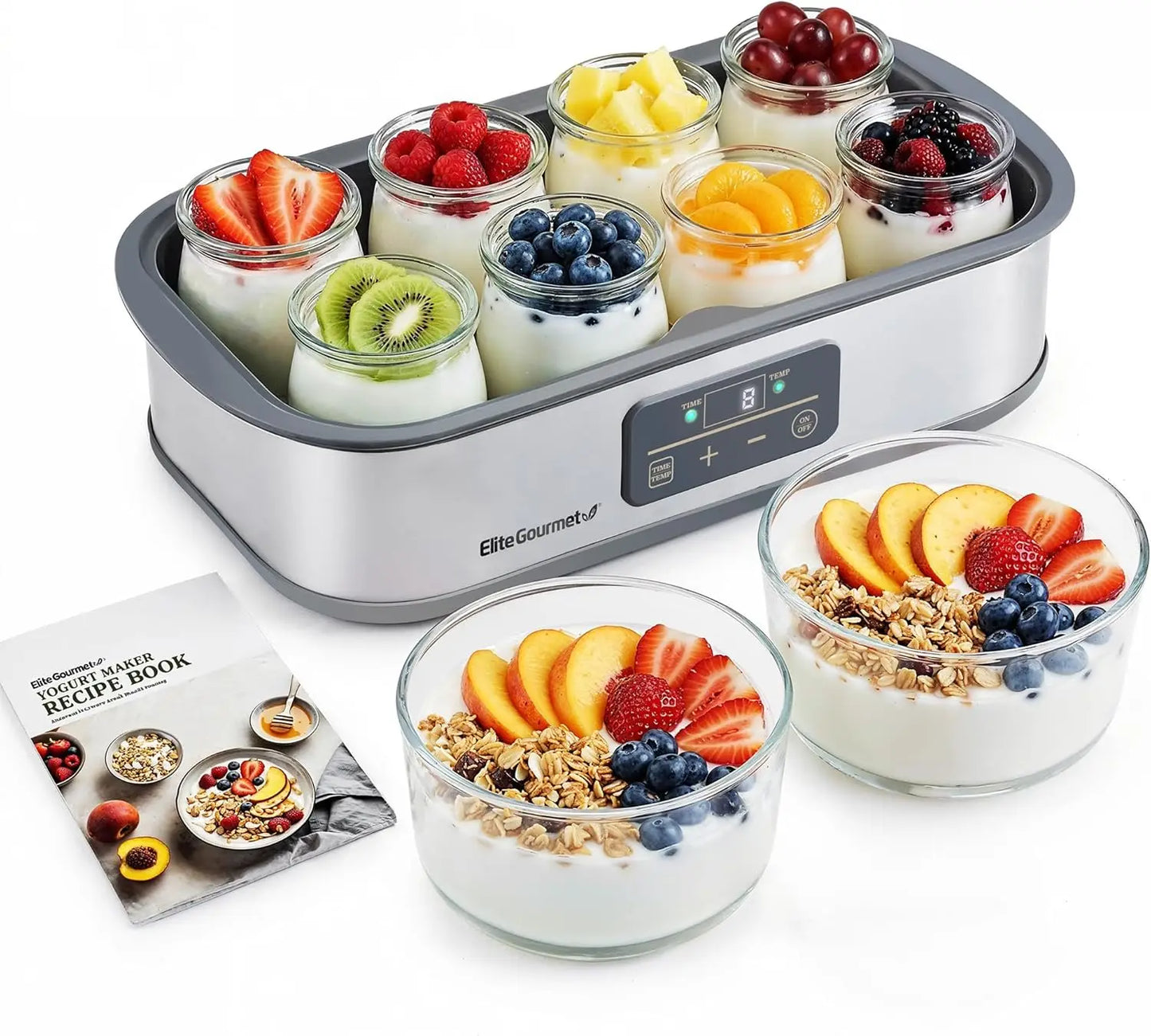 ProBioticPRO Digital Yogurt Maker with Programmable Temperature And Time Control 68-127°F Includes 8 Glass Jars for Kitchen