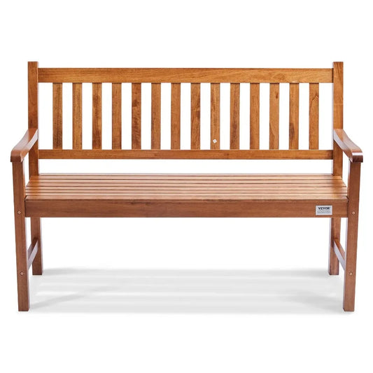 Outdoor 50 inches Wood Garden Bench with Backrest and Armrests 800 lbs Load Capacity