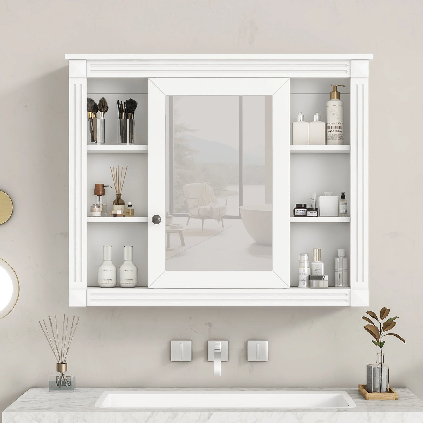 Wall Mounted Bathroom Storage Cabinet And Mirror