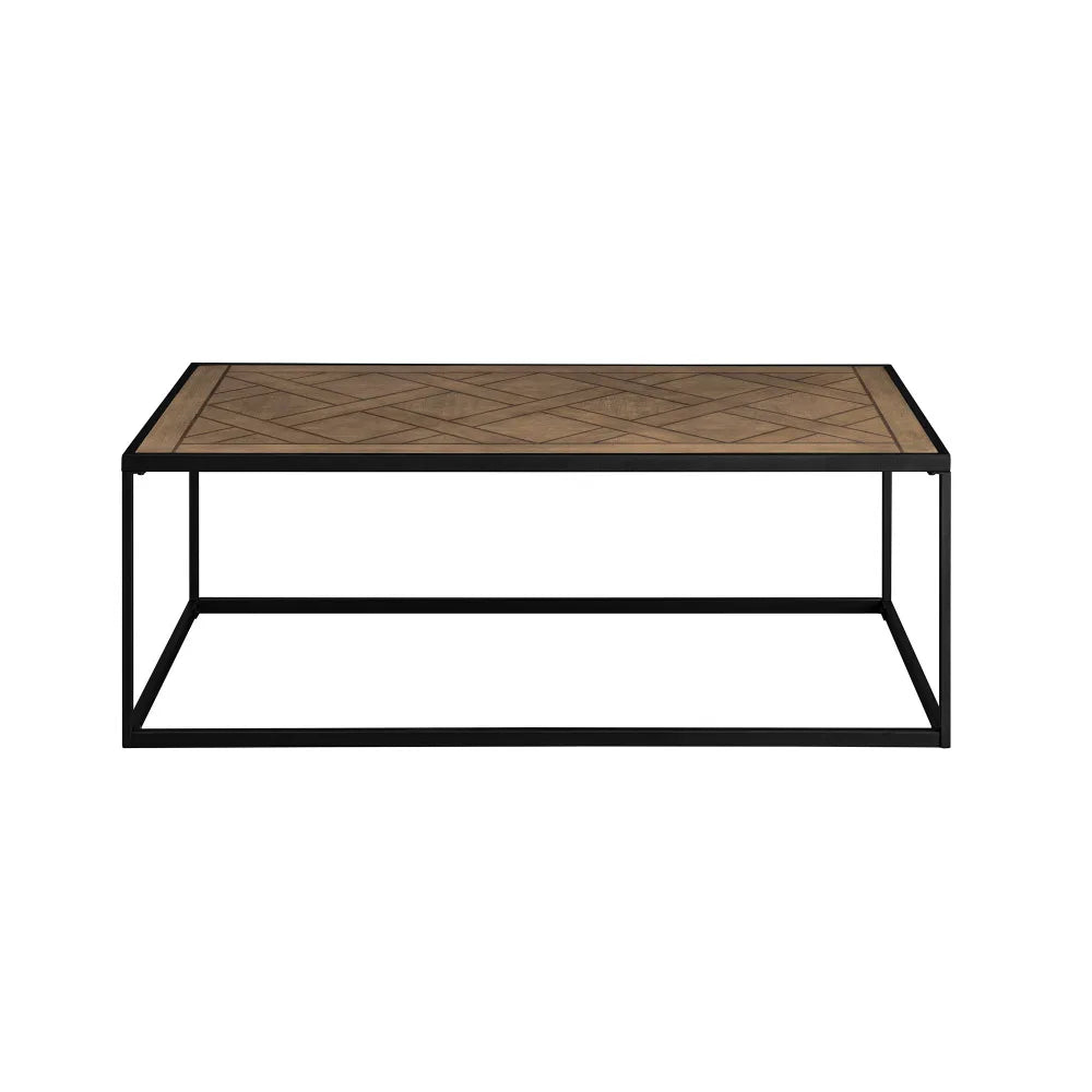 Contemporary Decorative Parquet-Top Rectangle Coffee Table Parquet Veneer