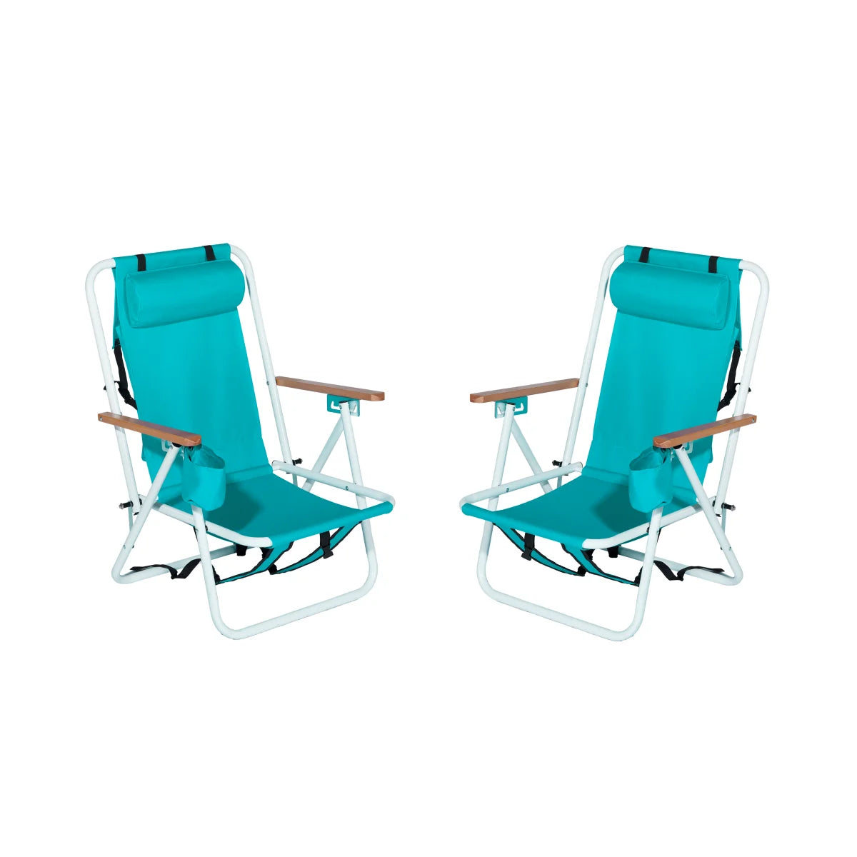 Folding Beach Chair Set of 2 for Adults, 4 Position Portable Backpack Foldable Camping Chair