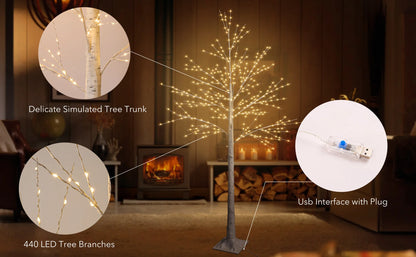 Lighted Birch Tree, Lighted Christmas Tree,
