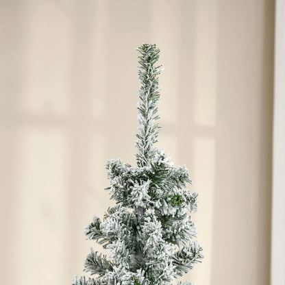 6' Tall Unlit SnowFlocked Slim Artificial Christmas Tree with Realistic Branches