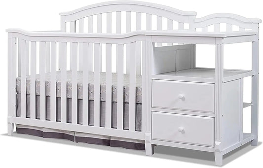 Furniture Crib and Changer with Slat Panel Back Classic -in- Convertible Diaper Changing Table Non-Toxic Finish Wooden