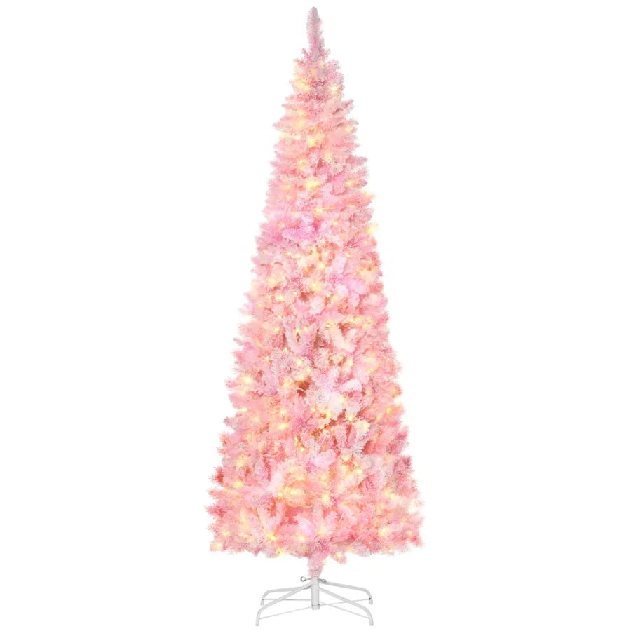 7.5ft Prelit Snow Flocked Artificial Christmas Tree