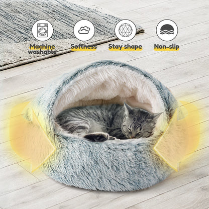 25'' Pet Cat Dog Lovely Cat Beds Nest Soft Comfortable Semi-enclosed Cat Nest Kennel indoor Pet house Supplies for Pet to Rest