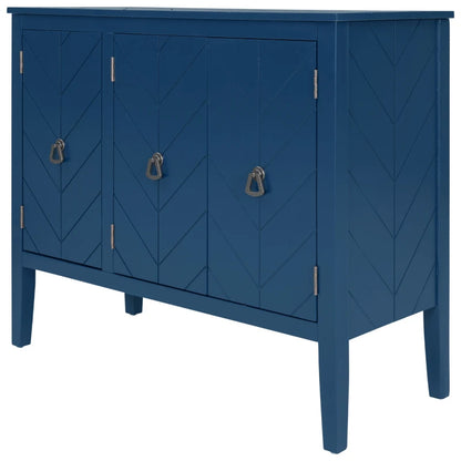 Adjustable Shelf Storage Sideboard With 3 Retro Metal Handles And 4 Pinewood Legs  For Entryway  Living Study Room