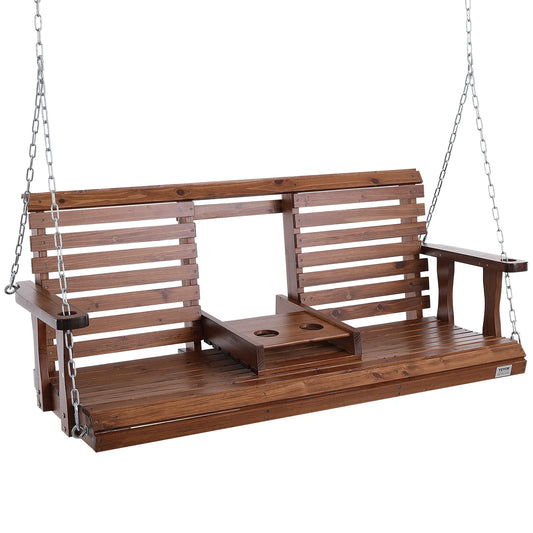 Wooden Porch Swing 5 ft Patio bench swing for Courtyard Garden Upgraded 880 lbs Strong Load Capacity Swing Chair Bench