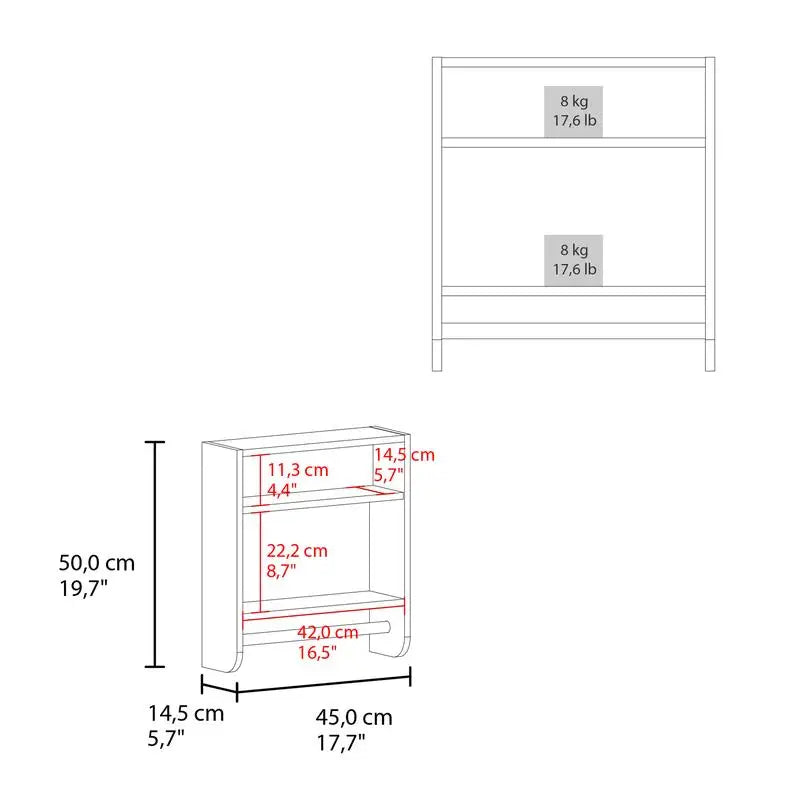 White Medicine Cabinet with Towel Rack, One Door and Two Shelves for Bathroom Storage