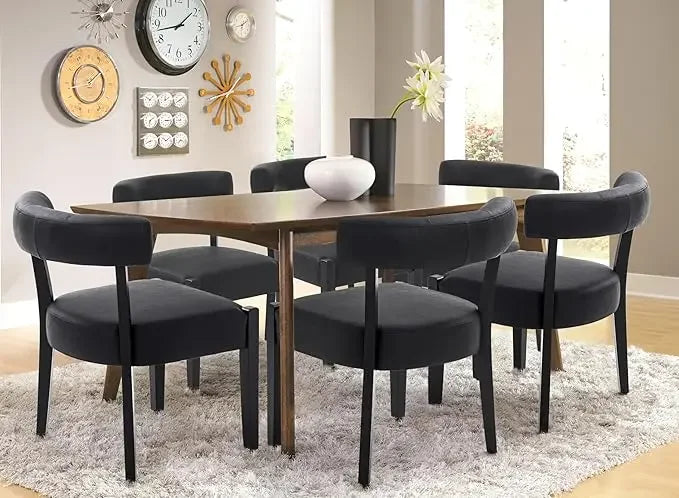 Leather Dining Chairs Set of 6 Upholstered Kitchen & Dining Room Wooden Chairs Mid Century Modern Dining Chairs