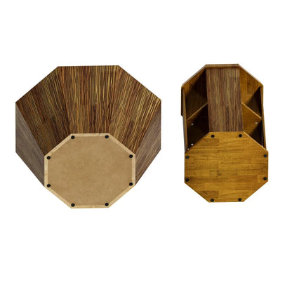 Octagonal Natural Rubber wood Set of Two Coffee Table