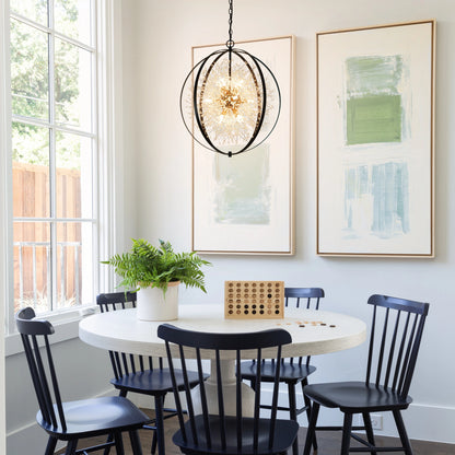 Crystal Chandelier 12-Light Dimmable Sputnik Light Fixtures Dandelion Chandelier Globe Chandelier for Dining Room Bedroom