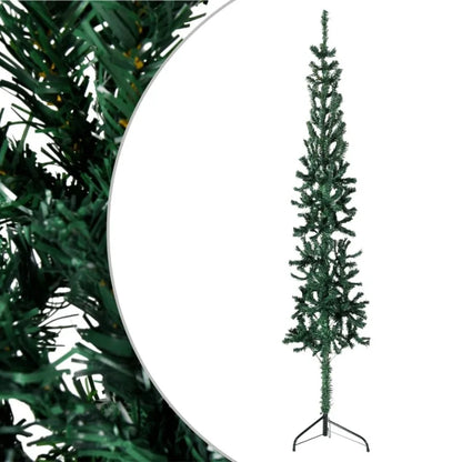 Slim Artificial Half Christmas Tree with Stand Green 5 ft