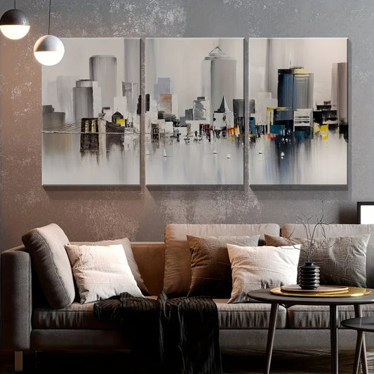 3 oil wall art - Modern New York print,