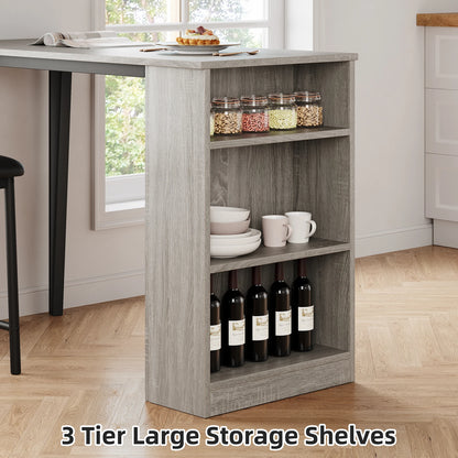 Bar Table and Chairs Storage Shelves