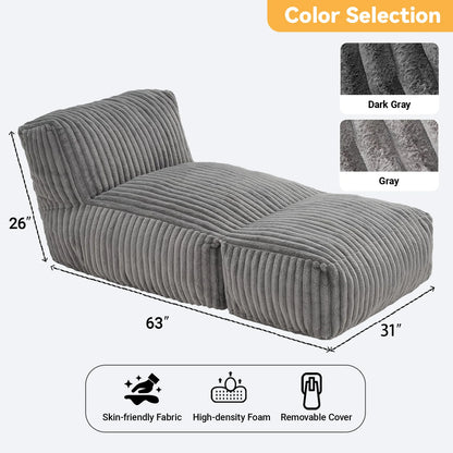bean bag chair Bed Living Room Modern Corduroy with Back Lumbar Support Convertible Comfy Sleeper Chair for Bedroom
