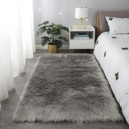 Faux Fur Sheepskin Area Rug Bedroom Blanket Living Room