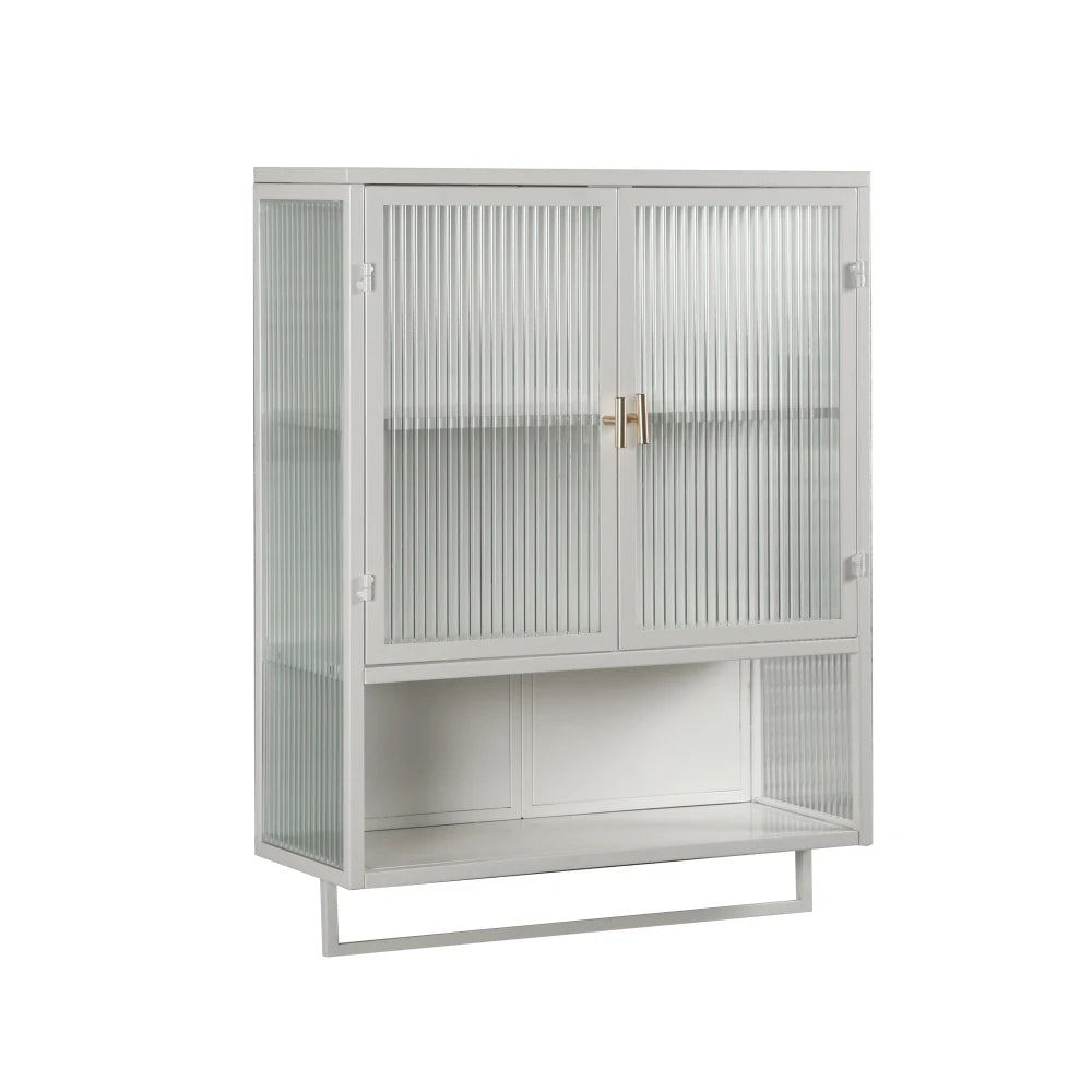 23.62" Modern Two-door Wall Cabinet with Glass Doors,