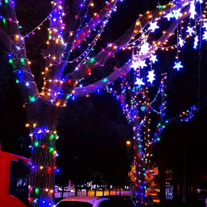 4 Pack 100 LED Solar String LightsTotal 8 Modes Solar Powered Christmas Tree Lights for Outdoor Home Patio and Party Decorations