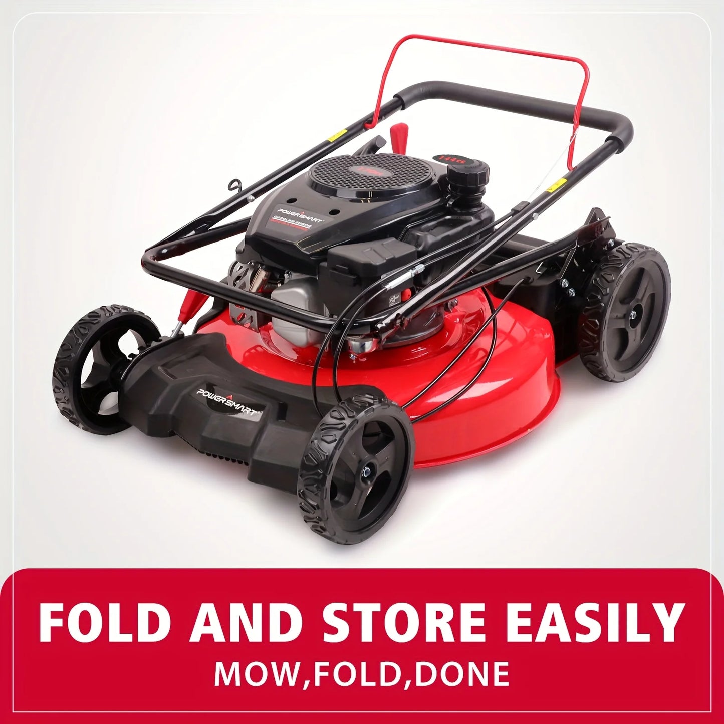 21 In. Gas Lawn Mower, 144cc 2-in-1 Mulching Push Mower With 6-Positions Height Adjustment, High Rear Wheels, Gardening Supplies