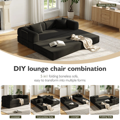 Convertible Floor Sofa Bed with Fixed-Shape Frame,  5-in-1 DIY Combination Modular Sofa,  for Living Room Bedroom Playroom