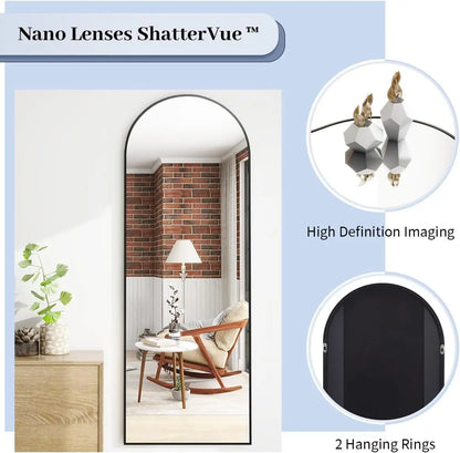 Arch Floor Mirror, Full Length Mirror Wall Mirror Hanging or Leaning Arched-Top Full Body Mirror with Stand for Bedroom