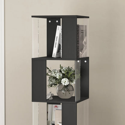 Bookshelf Tower, Floor Standing Wood Narrow Organizer