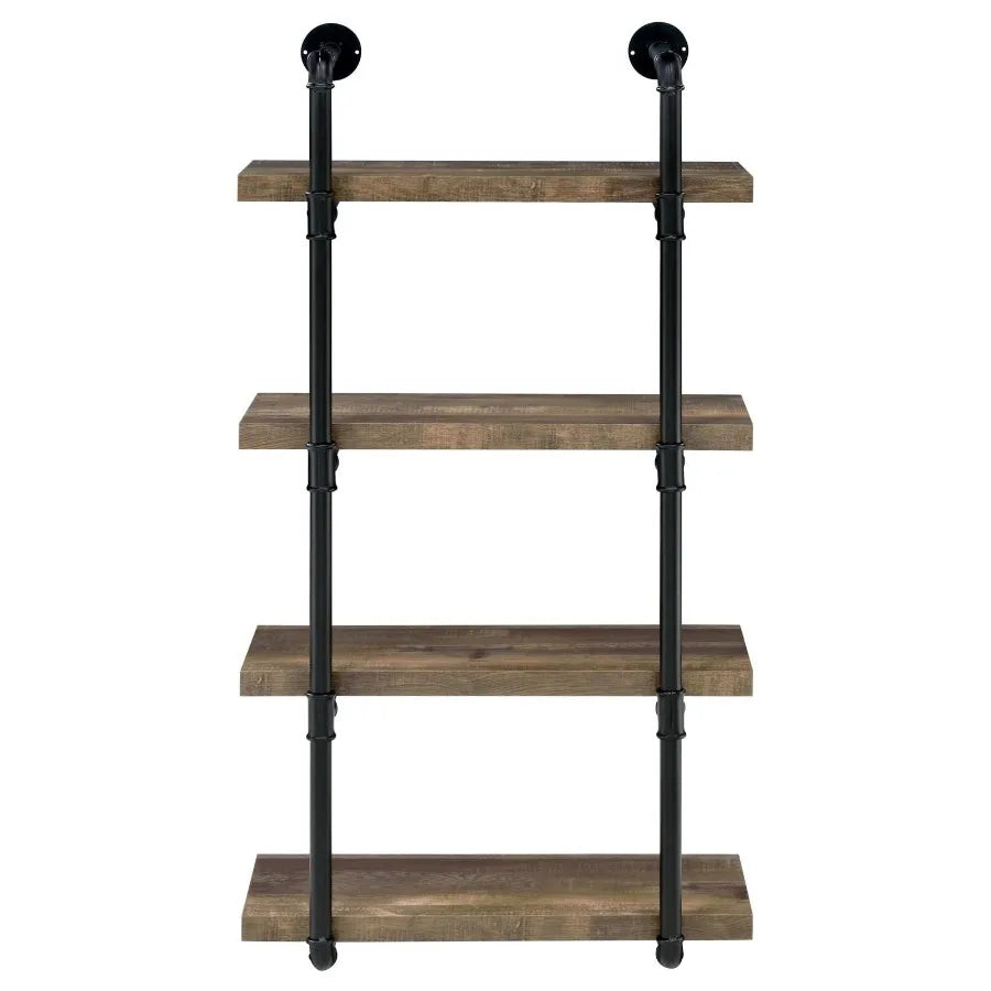 Black and Rustic Oak 4tier Wall Shelf