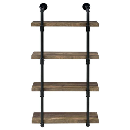Black and Rustic Oak 4tier Wall Shelf