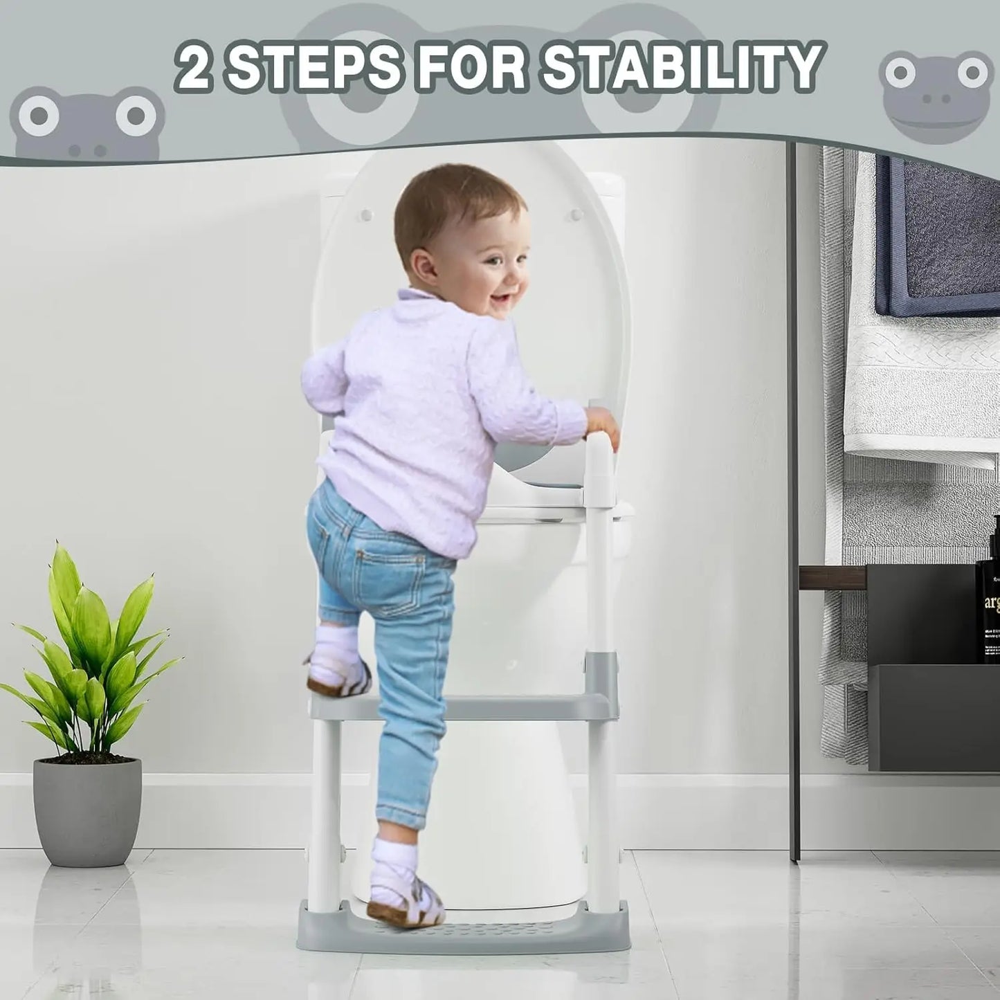 Potty Training Seat with Adjustable Height Step  Toilet Trainer for Girls Boys