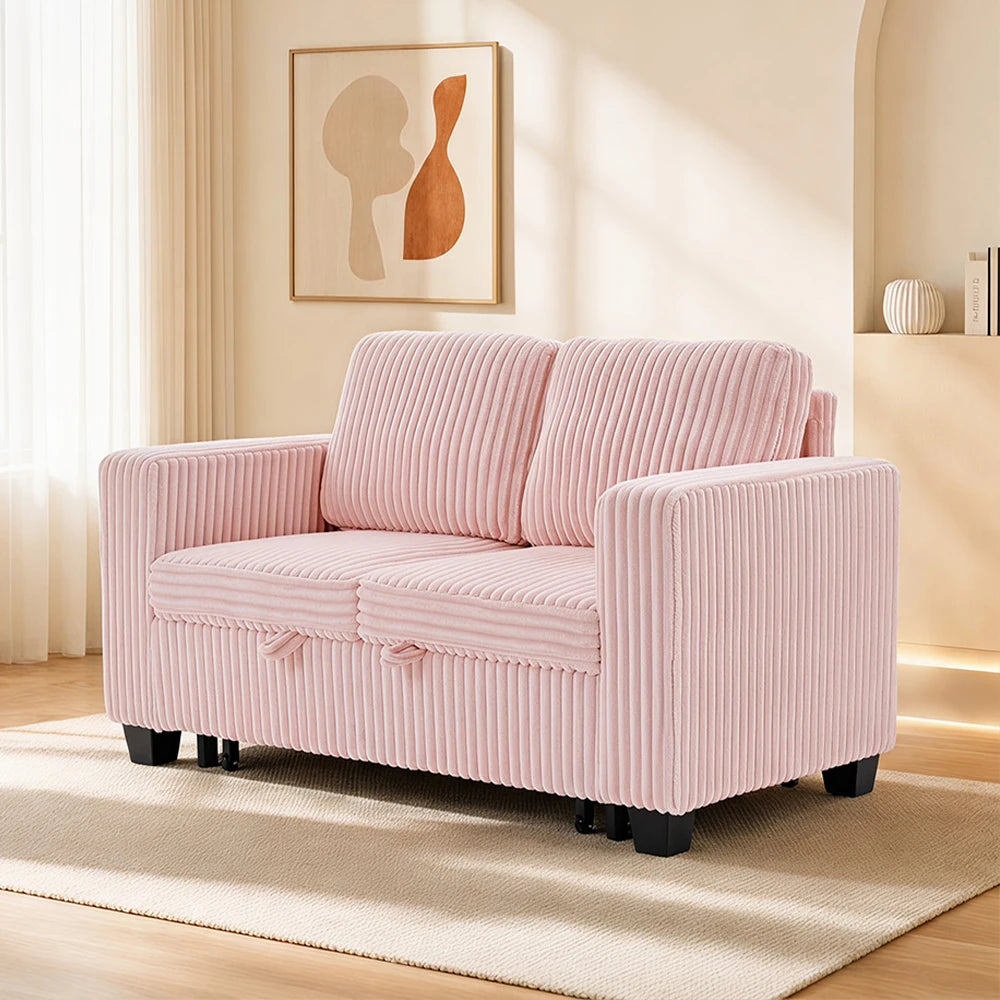 Two-seater Couple Sofa Corduroy Convertible Double Sofa Bed