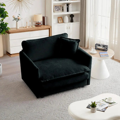 Single Seat Sofa,with Toss Pillow for Living Room Bedroom, Chenille Comfy Deep Upholstered Couch Armchair