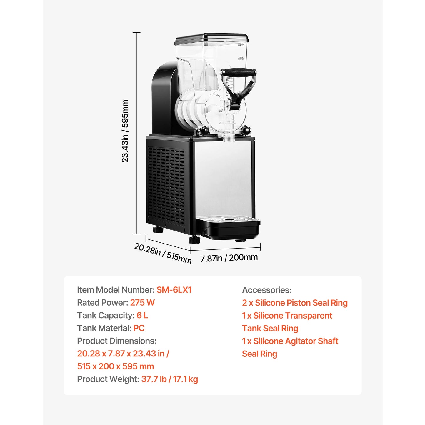 Slushie Machine Commercial Slushy Maker Frozen Drink Maker w/ Self-Cleaning