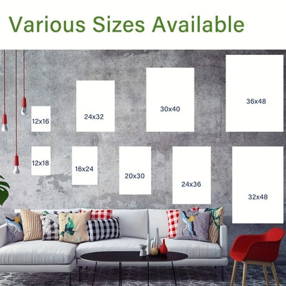 Show the mountain summer scenery, blue sky and white clouds, snowy mountains, interior decoration